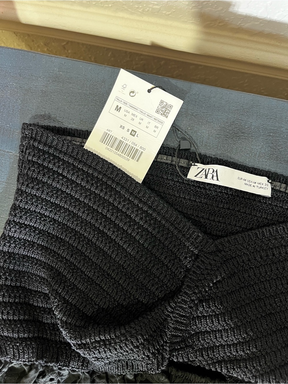 NWT ZARA COMBINATION Cotton KNIT Eyelet STRAPLESS TOP - Picture 2 of 14